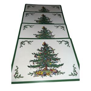 Vintage Spode Pimpernel Hard Cork Christmas Tree Place Mats Set of 4